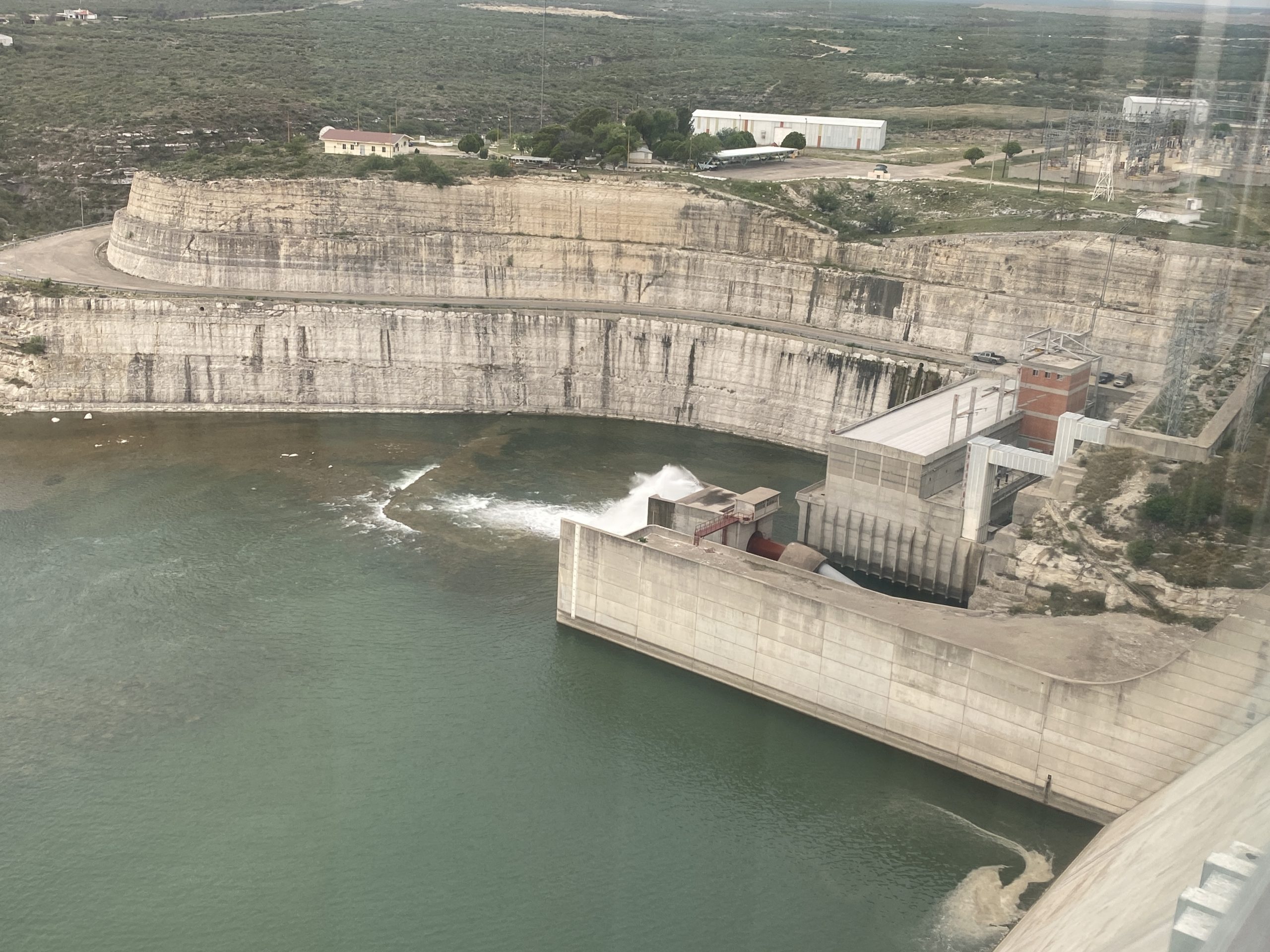 Irrigation releases from Amistad Dam through the Howell Bunger valve on the Mexican side of the dam
