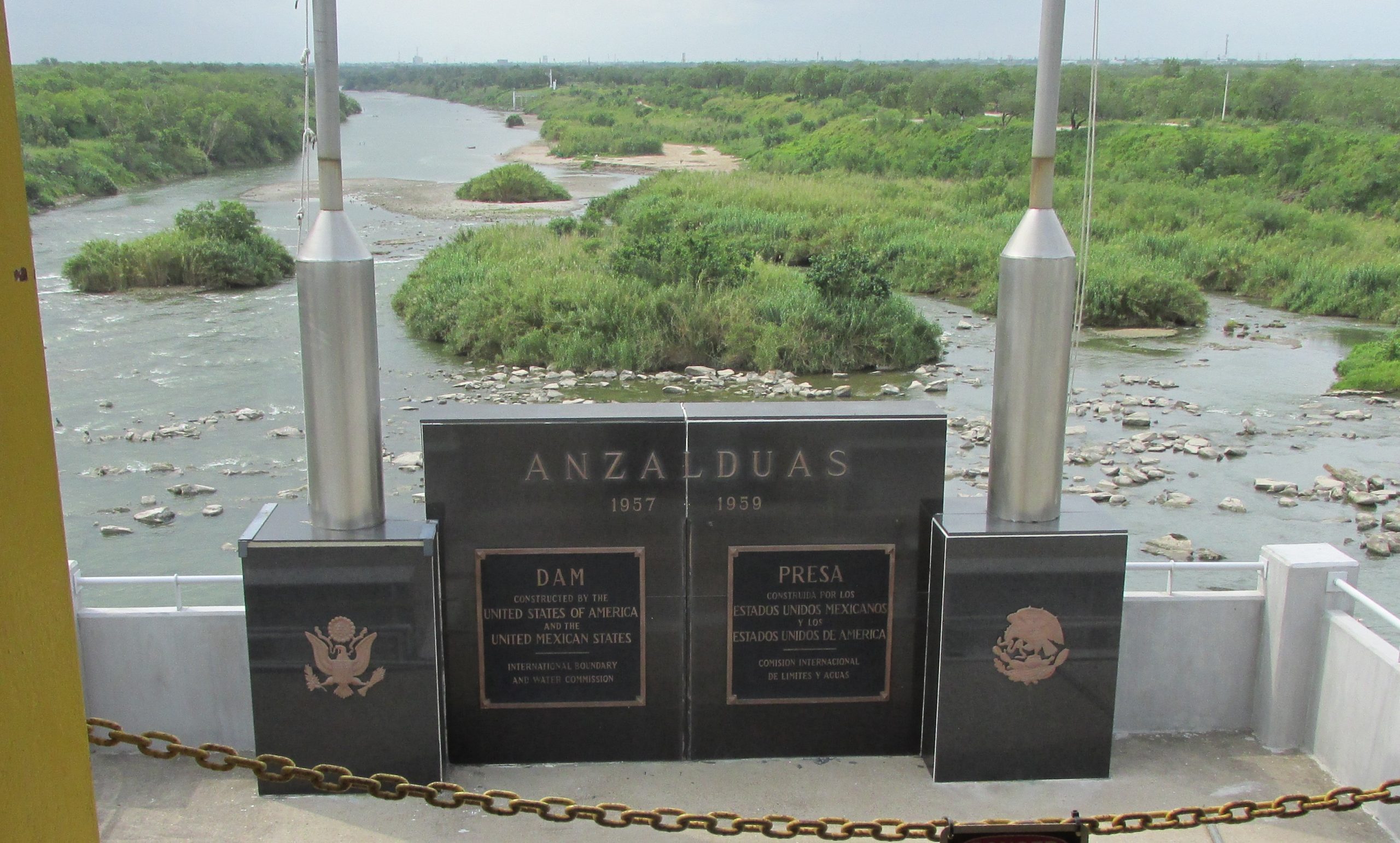 Plaque at International Boundary on Anzalduas Dam