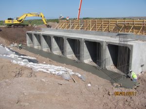 Seven - 10'x10' concrete box culverts through Hatch Levee for the Angostura Arroyo as part of Hatch Levee construction in 2011
