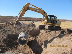 Installation of 48" RCP to extend the California Lateral as part of the Mesilla II East Levee rehabilitation in 2011