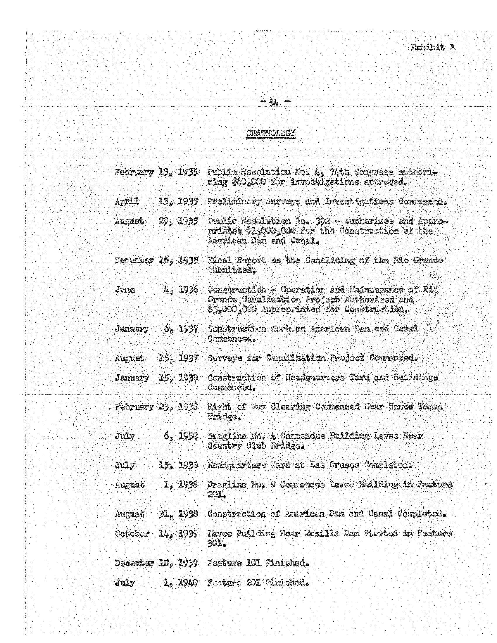 Canalization Chronology ~ February 13, 1935-July 1, 1940