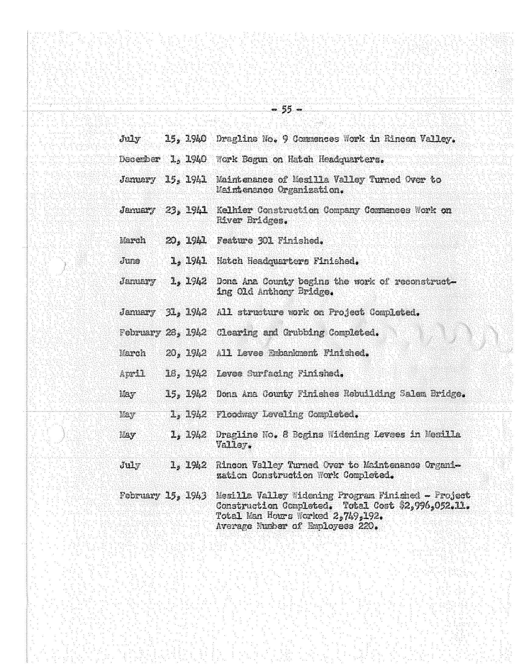 Canalization Chronology ~ July 15, 1940-February 15, 1943